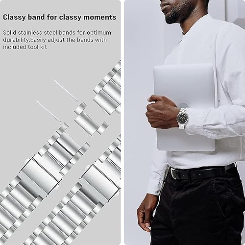 Miniatura 6 de Correa de reloj de acero inoxidable de 0.866 in de repuesto que contiene, correa de reloj de repuesto de metal de acero inoxidable para SmartWatch