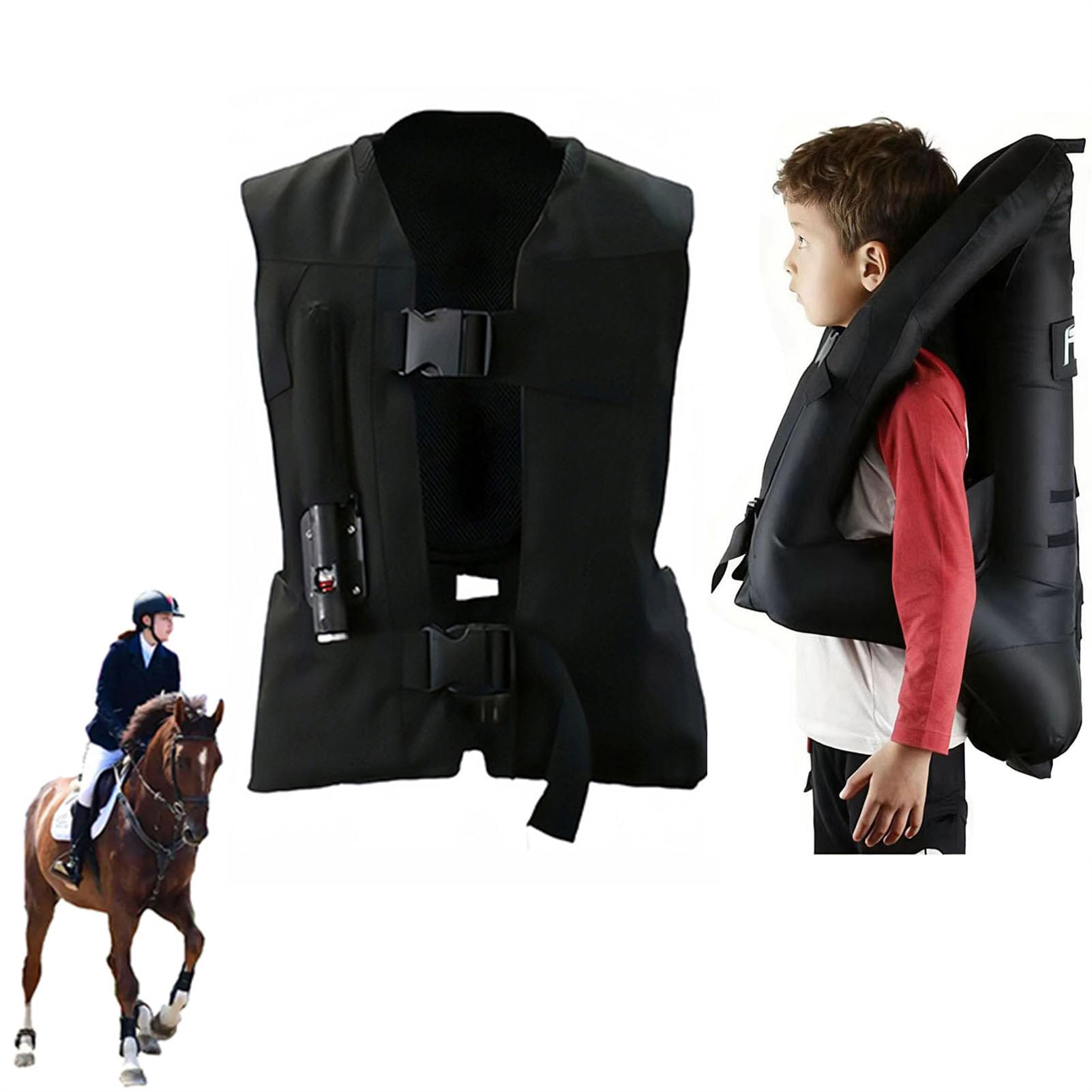 Eevan Adults Horse Riding Airbag Vest, Adjustable Equestrian Training Professional Shock Absorption Protective Equipment