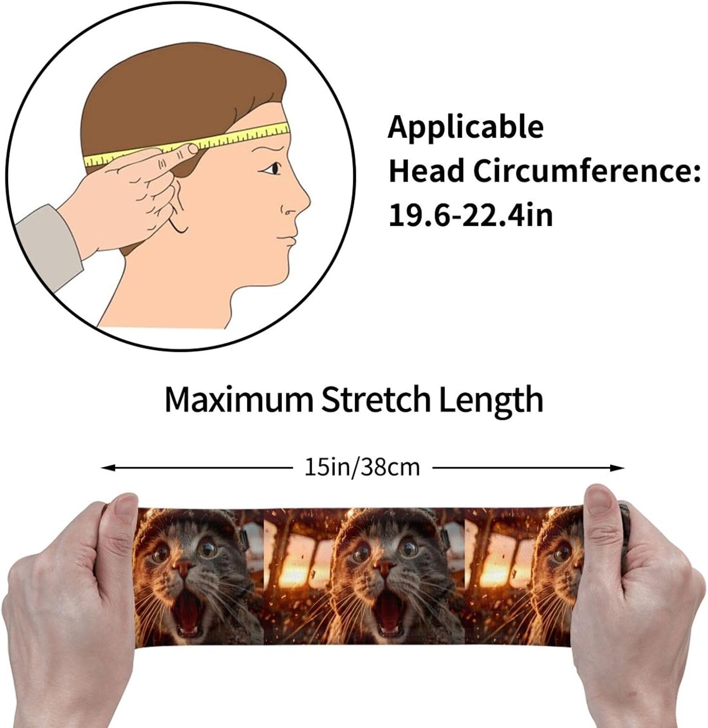 Sports Sweatband Headband Exquisite Kitten Open Mouth Print Breathable Lightweight Foldable Fitness Accessory image 5