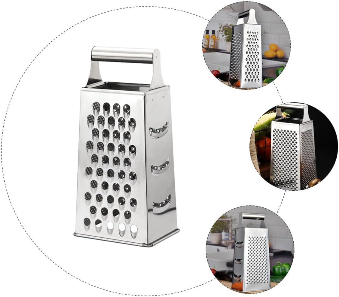TIDTALEO Stainless Steel Kitchen Grater Multi-purpose Food Cheese Grater for Shredding Vegetables and Fruits with Sturdy Silver Material, for Home Cooking and Meal Preparation