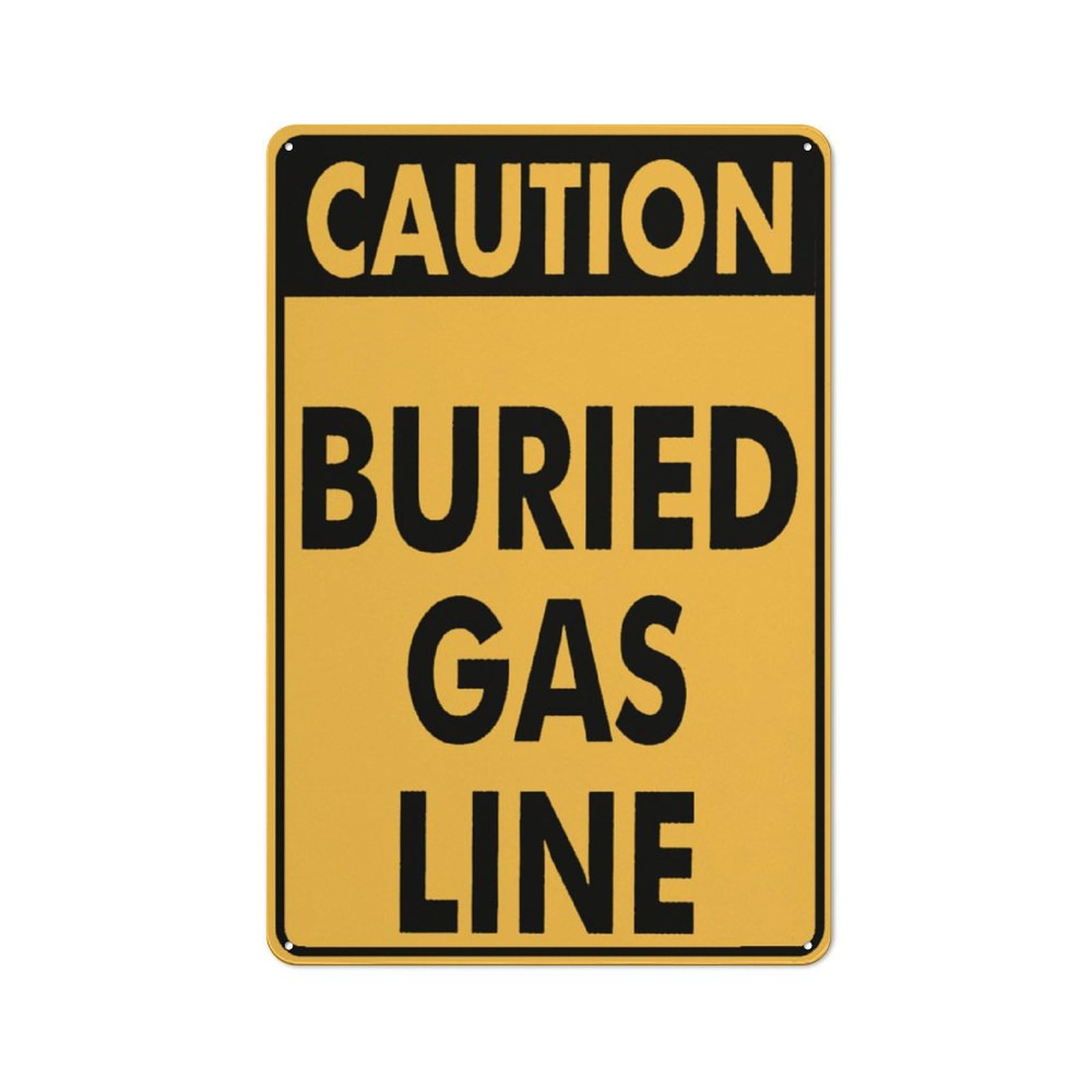 Caution Buried Gas Line Sign Outdoor Signs Aluminum 12X8 Inch Uv Ink Printed For House And Business