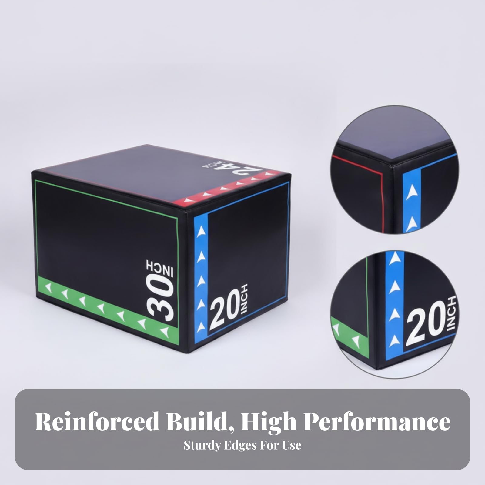 Amagogo Jump Pliometrico Cubo Allenamento Box Jumps Step Fitness Schiuma Rivestita Superficie AntiGraffio Numerazioni Applicazioni Adatto a Palestra Casa Allenamenti Condizionamento | Antiscivolo, Morbido, Scatola da Salto, per Casa, Atleti, Appassionati
