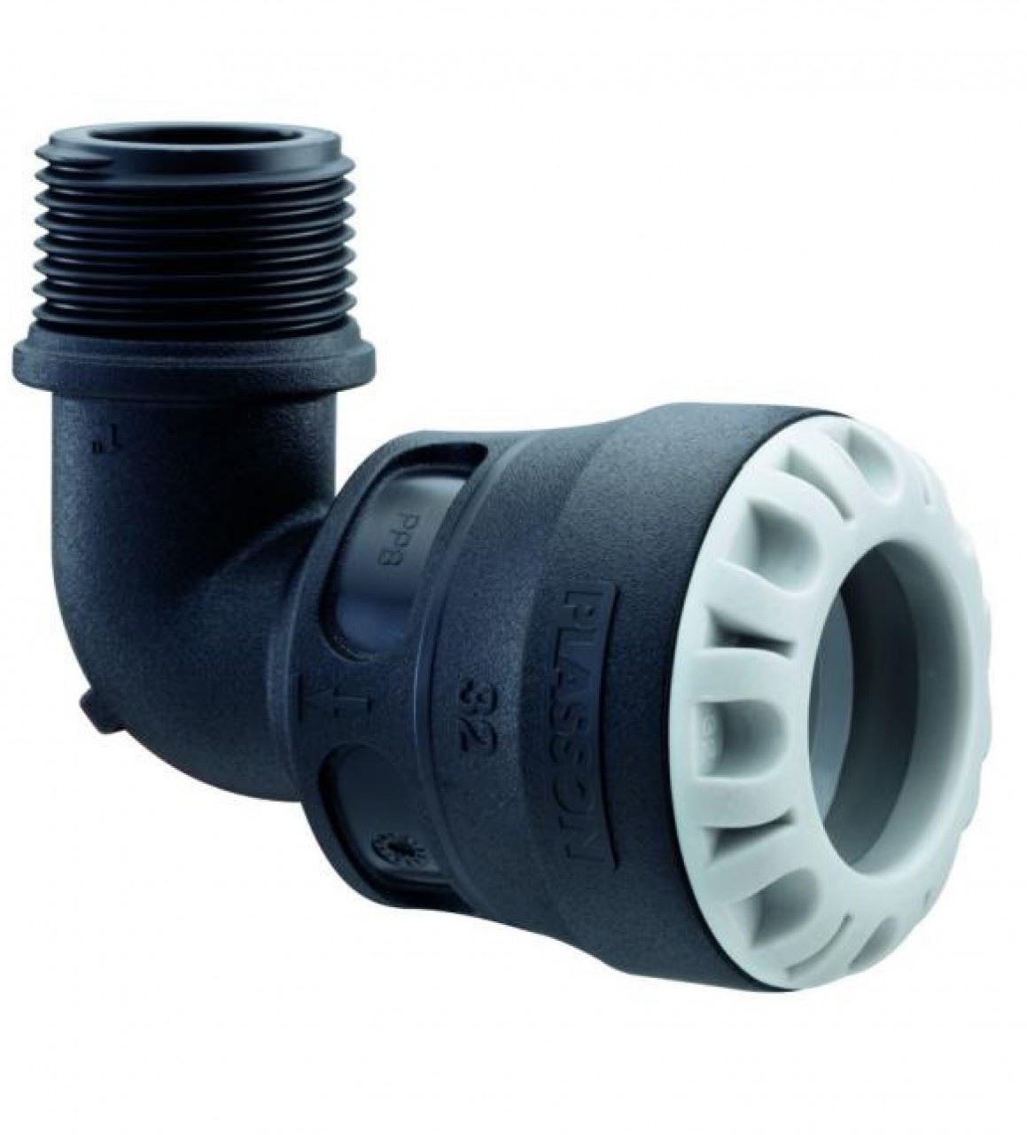 Plass-ONE 25mm x 3/4" MDPE Push Fit Threaded Male Elbow - Pack of 2