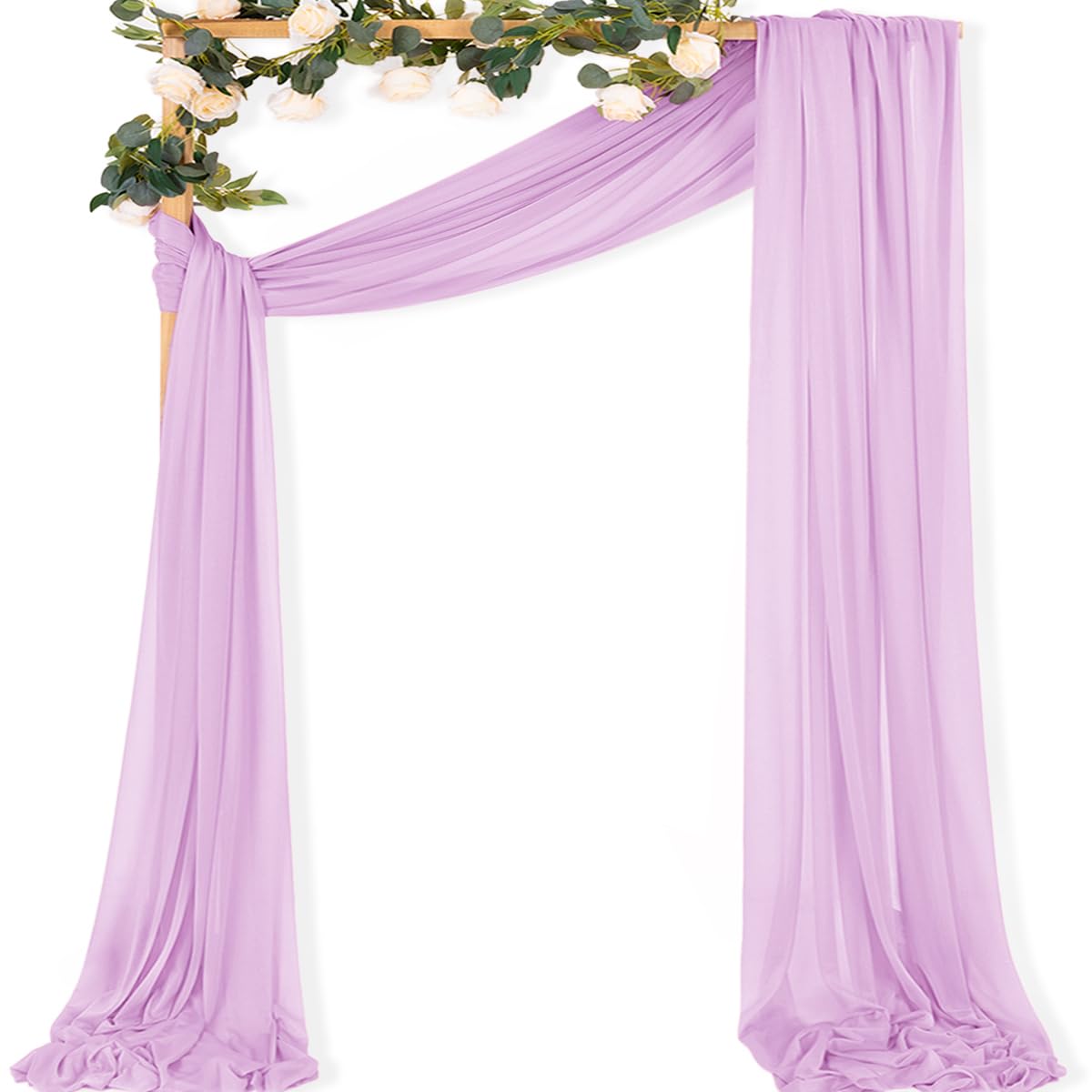 MLMC Curtain Fabric for Wedding Arches 1 Panel 29" x 22 Yards Extra Long Lavender Gauze Curtains Sheer Backdrop Curtains 6.5 Metres for Wedding Birthday Party Decoration