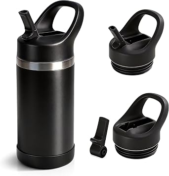 Hydraful 12oz Kids Water Bottle with Straw Lid, Vacuum Insulated Stainless Steel Bottle | Leak-Proof BPA-Free Sports Water Bottle for Toddlers & Kids, Keeps Drinks Cold & Hot for School, Travel