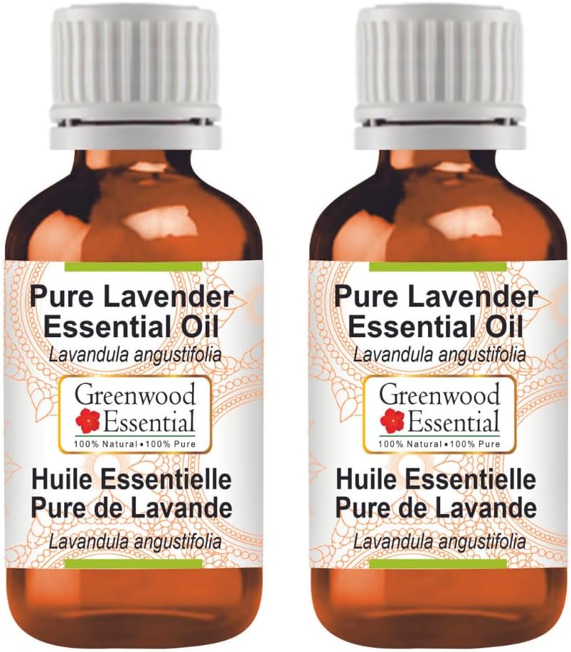 Greenwood Essential Pure Lavender Essential Oil (Lavandula angustifolia) Steam Distilled (Pack of Two) 100ml X 2 (6.76 oz)