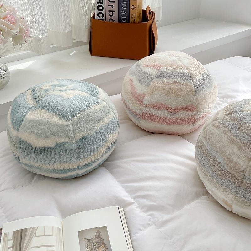 Miniatura 7 de Cojín redondo de bola de felpa 3D de 13.8 pulgadas, con forma de orbe circular para decoración del hogar (blanco café)