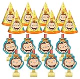 Unique Curious George Birthday Party Favors Pack for 8 Guests Including Kids Hats and Blowouts