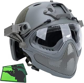 JHBTFQ Casco de Paintball Rápido Todo En Uno HL-26, Protección de Cara Completa con Máscara Desmontable Y Gafas 6 Colores para Caza CS Airsoft Tactical