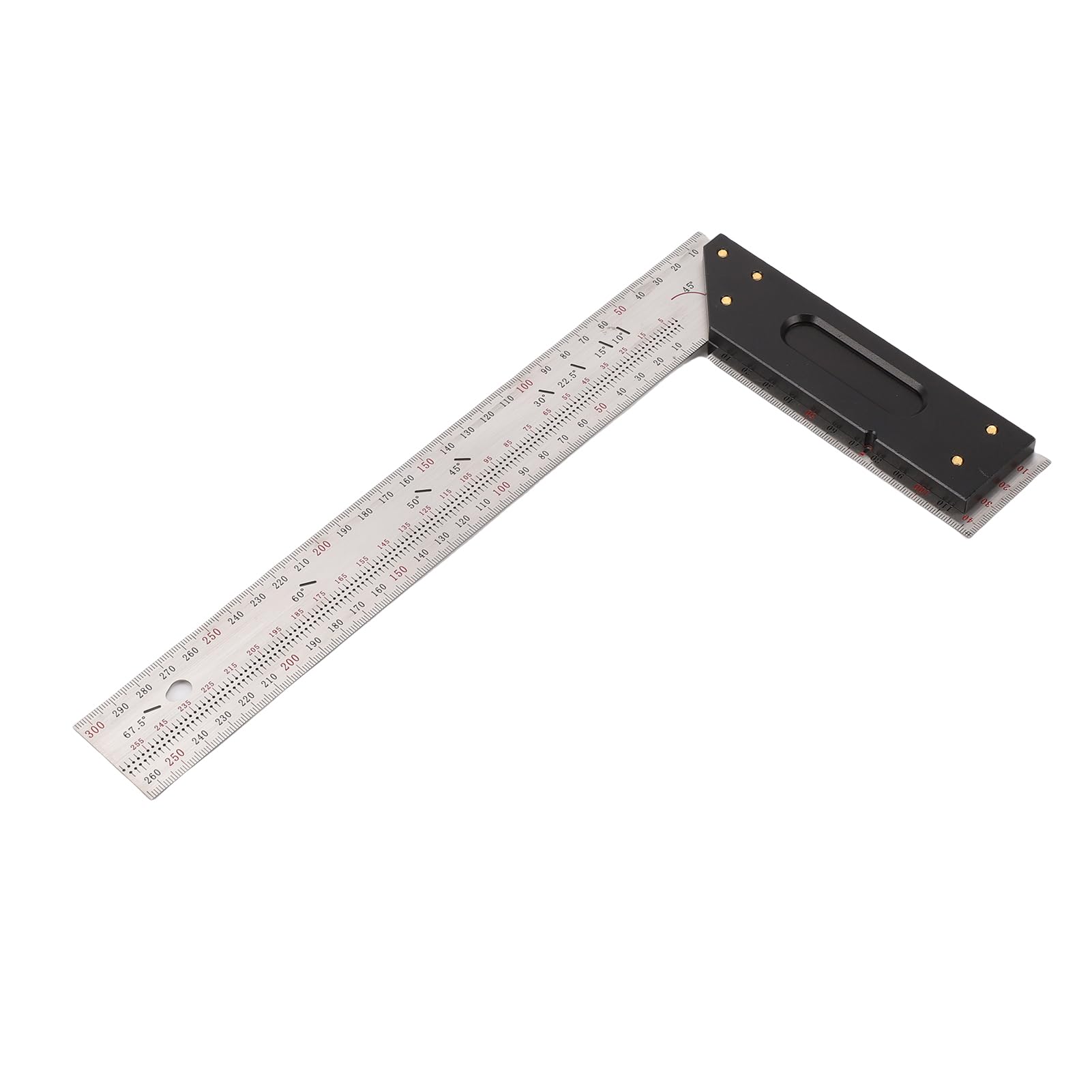 Righello Quadrato, Strumento di Costruzione in Acciaio Inossidabile da 300 Mm con Angolo Retto di 90° Integrato, per la Lavorazione del Legno, Carpenteria e Layout di Coperture