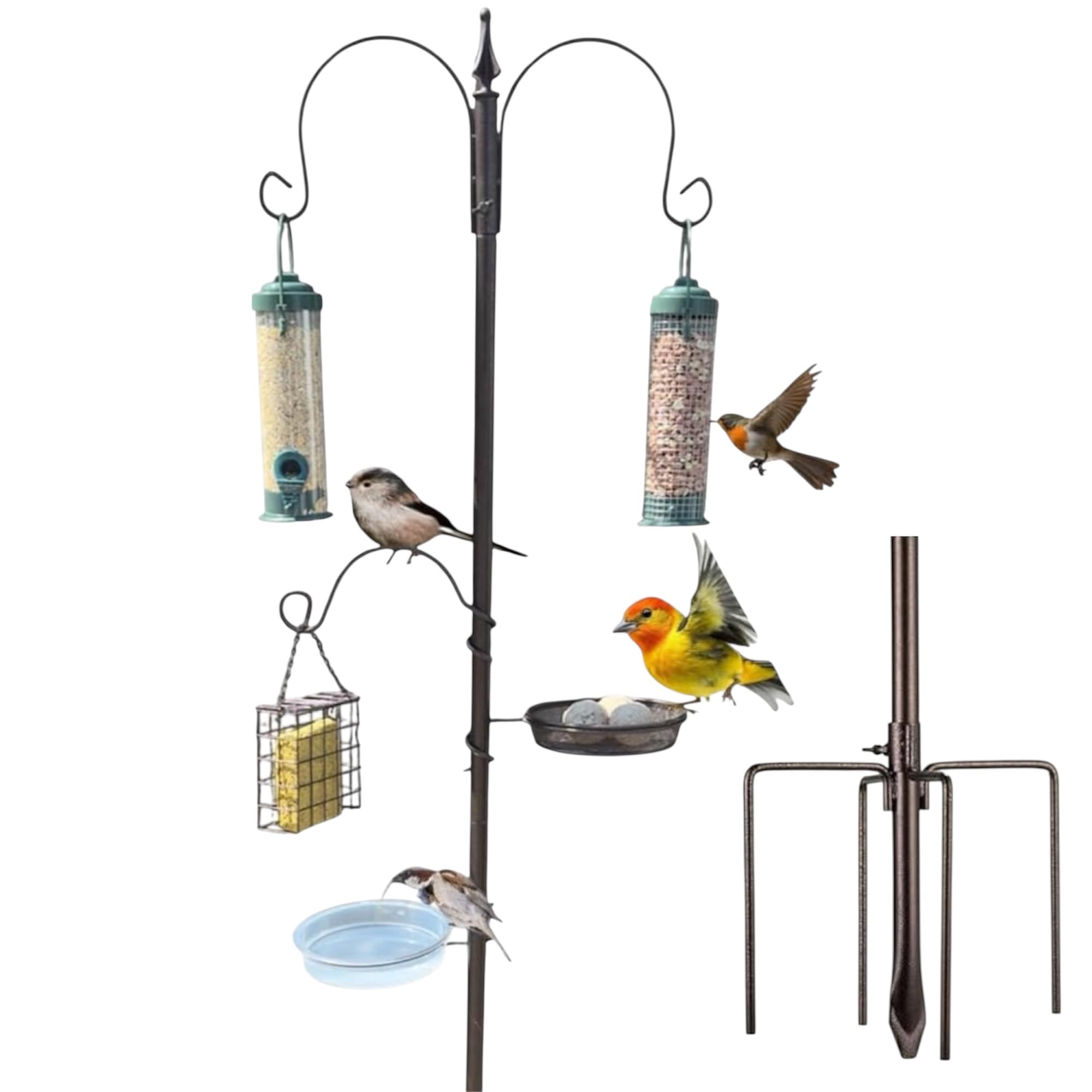 Novostyl Bird Feeder with 3 Bird Feeders & 2 Dishes | Bird Feeders Hanging Station, Feeding Stations for the Garden, Feeders for Small Birds, Bird Feeder Station