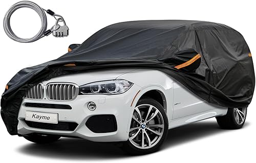 Miniatura 22 de Kayme - Funda impermeable para automóvil para todo tipo de clima, con candado y cierre; protección contra la lluvia y el sol Negro