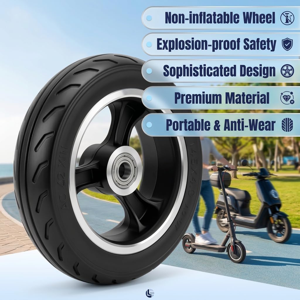 Solid Tire Wheel, 6 Inch Solid Run Flat Tire Wheel Set for Electric Scooters, Children Trolleys