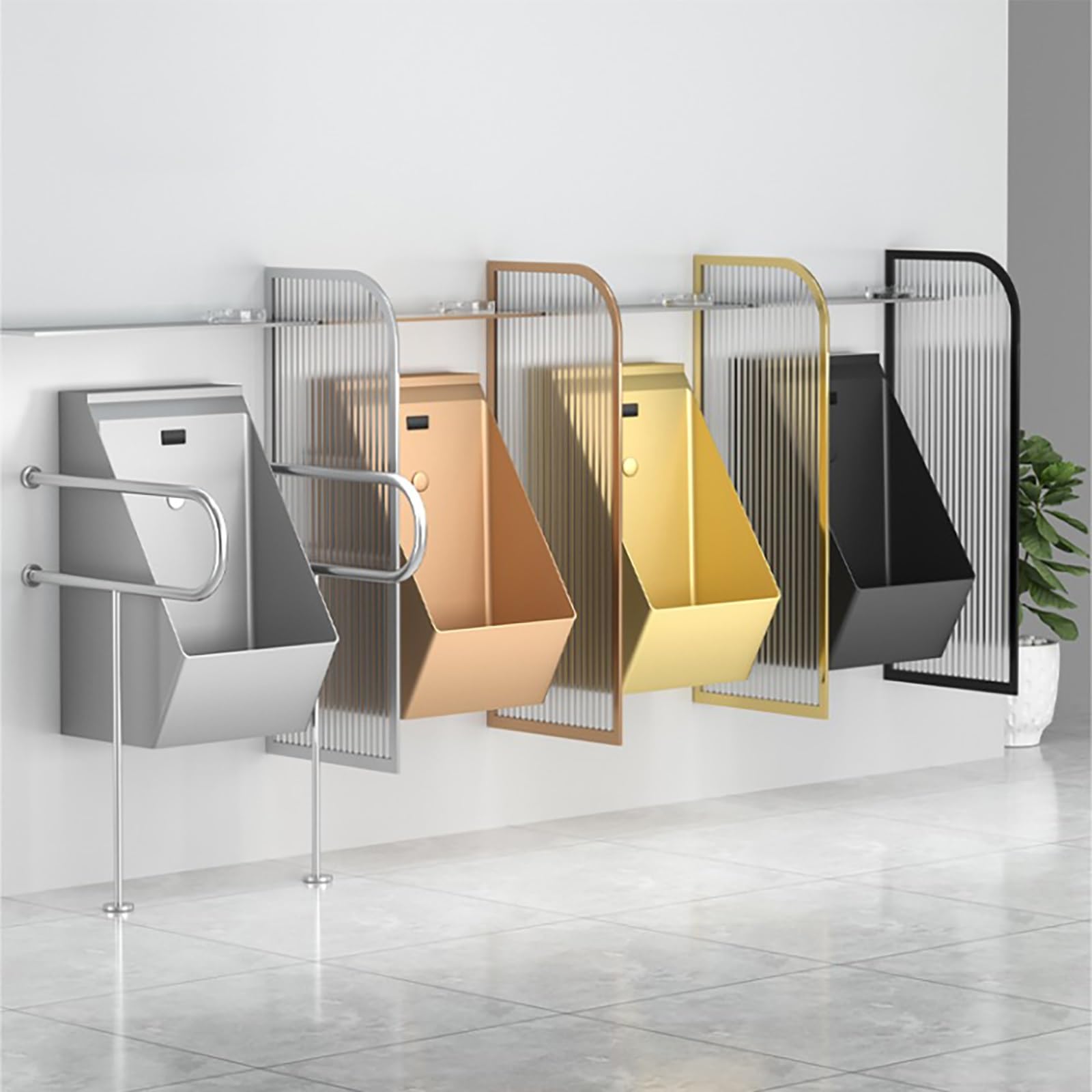 Urinario con sensor comercial, de acero inoxidable, montado en la pared para hombres, sistema inteligente de descarga automática, adecuado para baño, hotel, tienda y uso doméstico