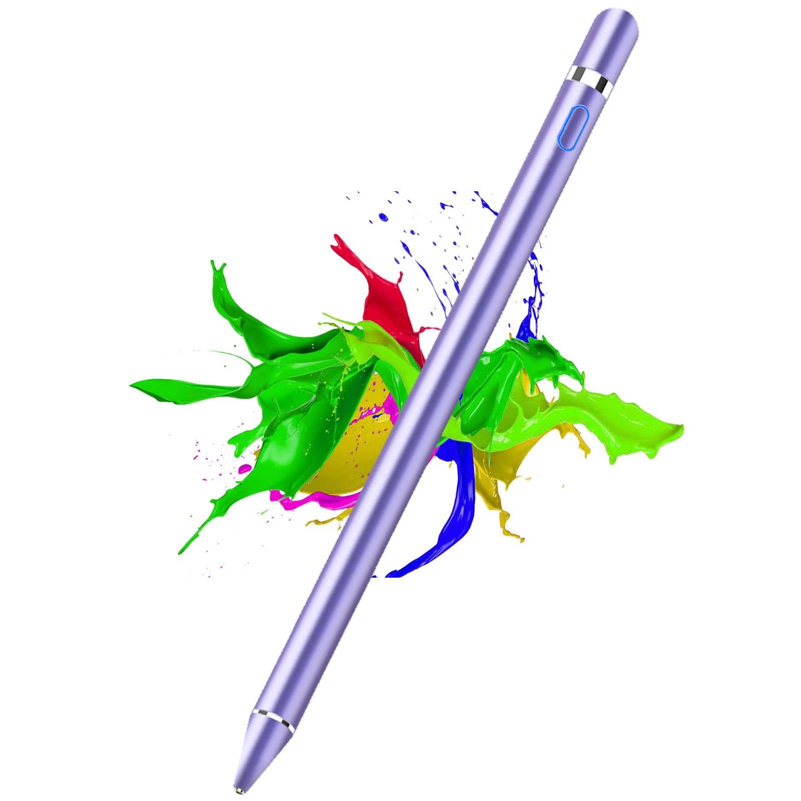 DOGAIN Active Stylus Pen for Touchscreen, iPad Pencil 1.5mm Fine Point Pen, Digital Pens Rechargeable for Tablet, Stylus Pens Compatible with iPad Air/Mini/Pro/Android/iPhone and Most Device - Purple