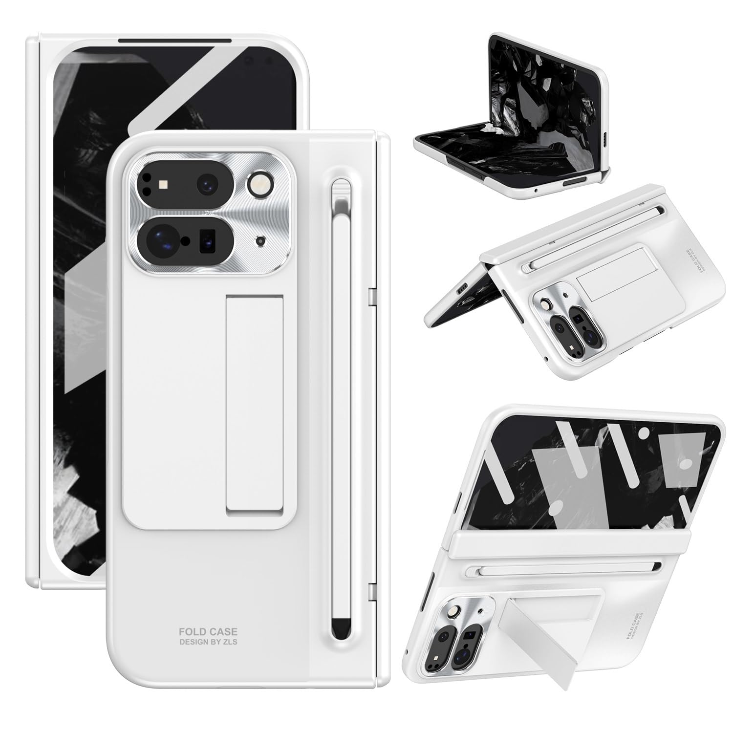Étui Pixel 10 Pro Fold blanc haut de gamme avec protège-charnière rigide - 8