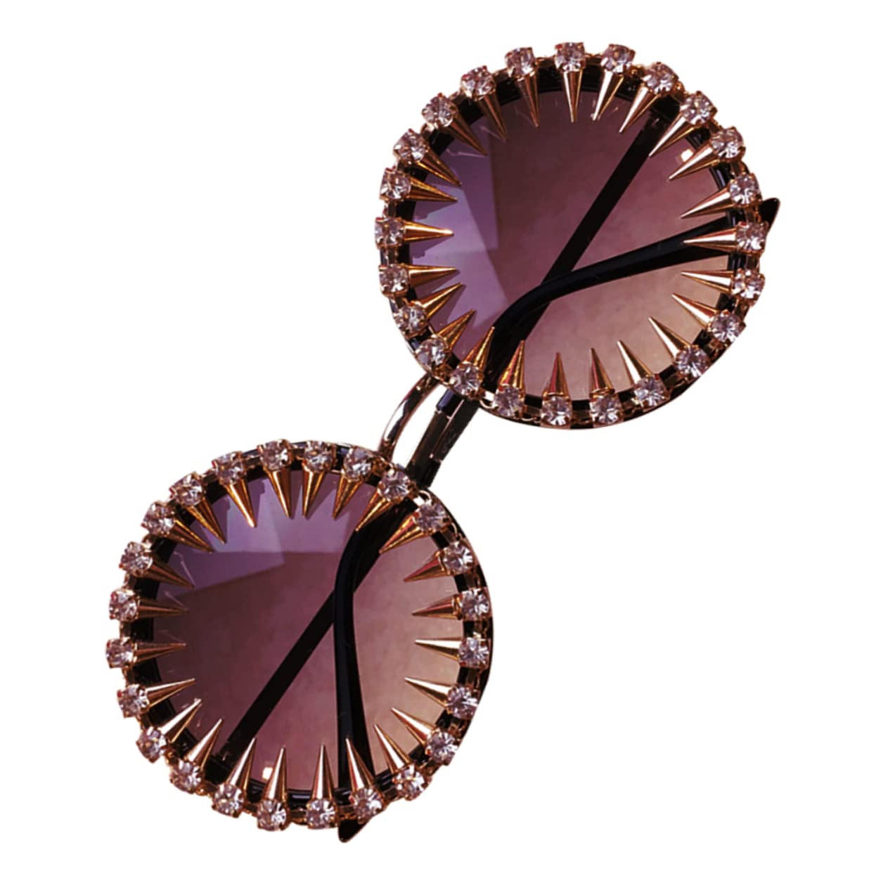 BESPORTBLE Occhiali da sole occhiali di moda anni '70 a forma di retrò annata sunglasses occhiali con rivetti borchiati occhiali rivettati occhiali alla moda occhiali per donna PC Black