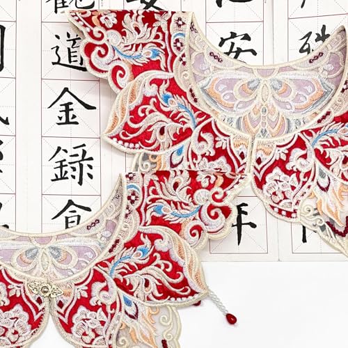 Ethnic Fringed Faux Collar Decorative Half Shawl Clouds Shoulder Collar for Chinese Ancient Costume Festival Neckpiece Decorative Collars3