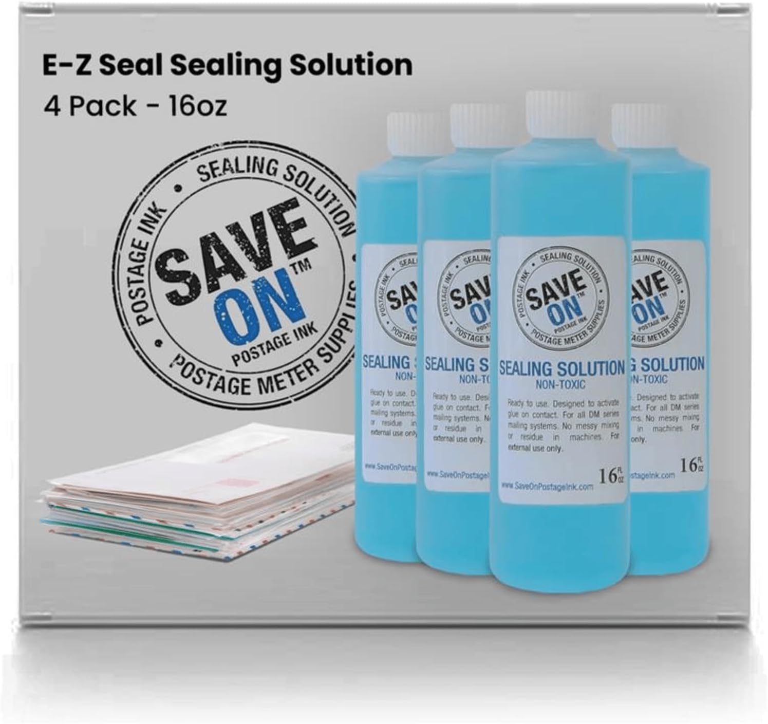 Pitney Bowes 601-0 Compatible E-Z Seal Sealing Solution (4 Pack - 16oz) - Envelope Sealer for DM Series Mailing System - Envelope Seal for Effortless Sealing