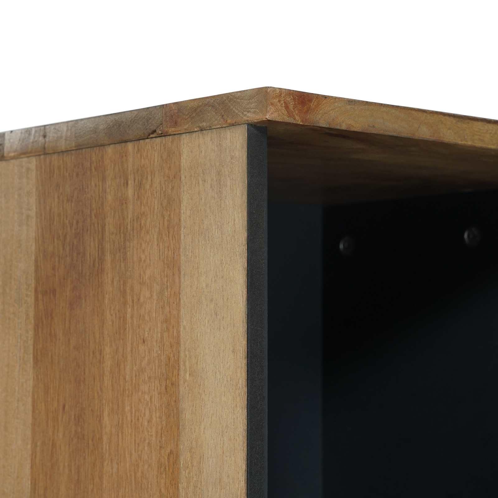 Badezimmerschrank Braun aus Massivholz Mango 38 x 33,5 x 160 cm mit Schublade Tür und Regal für Badmoebel Badezimmermoebel Set Stauraum und Ordnung im Gästebad und Wellnessbereich