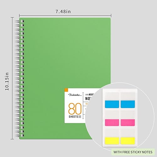 Miniatura 5 de HIUKOOKA Cuaderno de rayas universitarias de 7.48 x 10.15 pulgadas (B5), paquete de 4 cuadernos de tapa dura en espiral con notas adhesivas, 160
