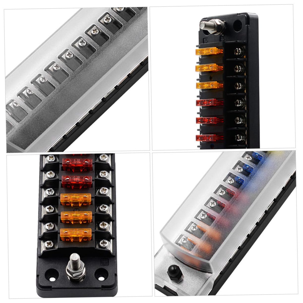 Alipis Caja de Fusibles para Automóvil Vías de Portafusibles para Coche con Tapa Bloque de Fusibles para Panel Eléctrico