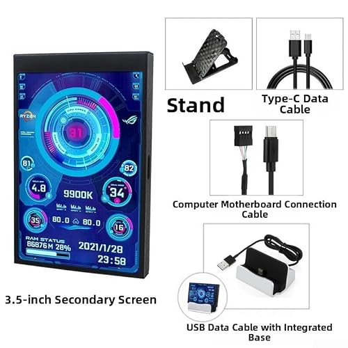 Linhexis Monitor IPS 3,5 cala do USB-C, obrót o 360° Plug and Play (White