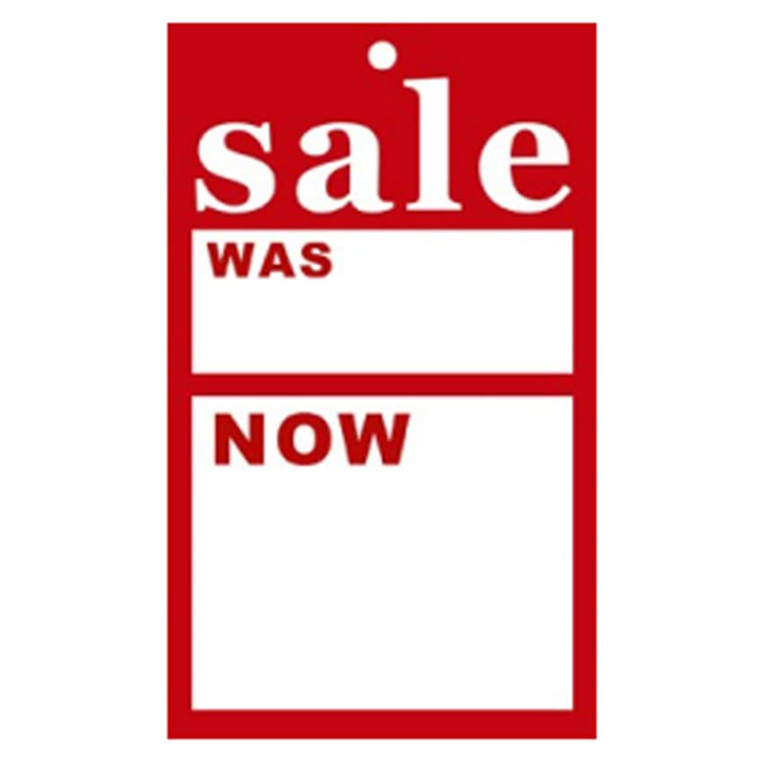 200 X Sale was/Now Swing Ticket Self Adhesive Cards Tagging Gun Pricing Gun Hanger SwingTickets (200 X Sale was/Now, Large)
