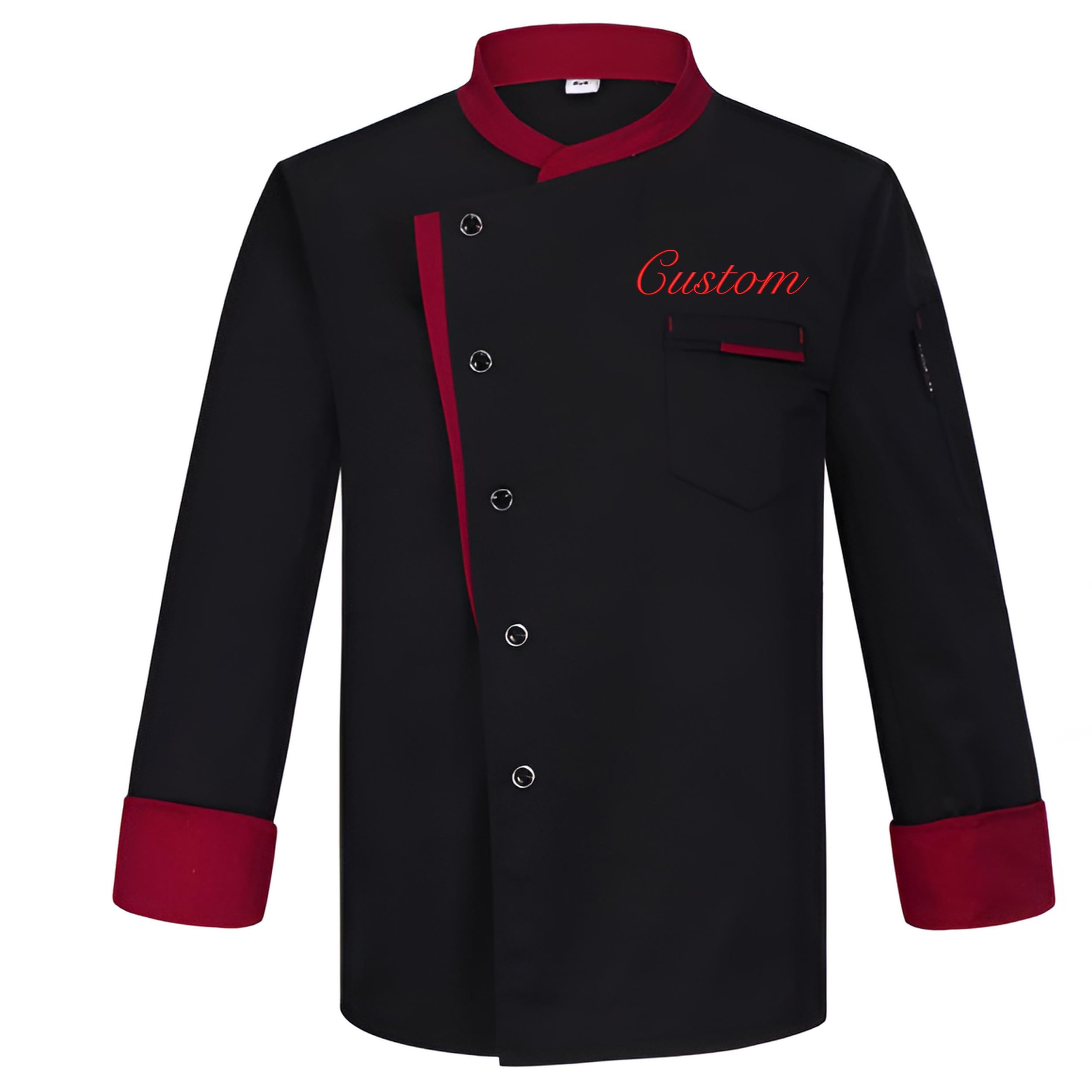 Chaqueta de chef unisex personalizada de manga larga con botones, uniforme de trabajo para servicio de alimentos, kit para hombres y mujeres