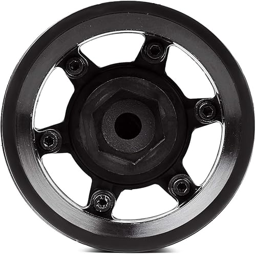 Miniatura 3 de 4 llantas de plástico Beadlock de 1.55 pulgadas compatibles con 110 RC Crawler Car Axial 90069 D90 TF2 Tamiya CC01 LC70 MST JIMNY (negro)