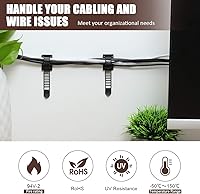 Vista 2 de Clips adhesivos para organizar cables, 50 piezas ajustables de nailon para correas de cables, clips de alambre organizador con cinta adhesiva