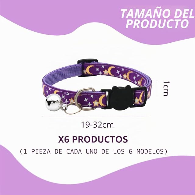 Foto 2 de 6 de OAOSDH 6 Piezas Collares para Mascotas, Collares Lindos, Collares Ajustables, Collares Duraderos