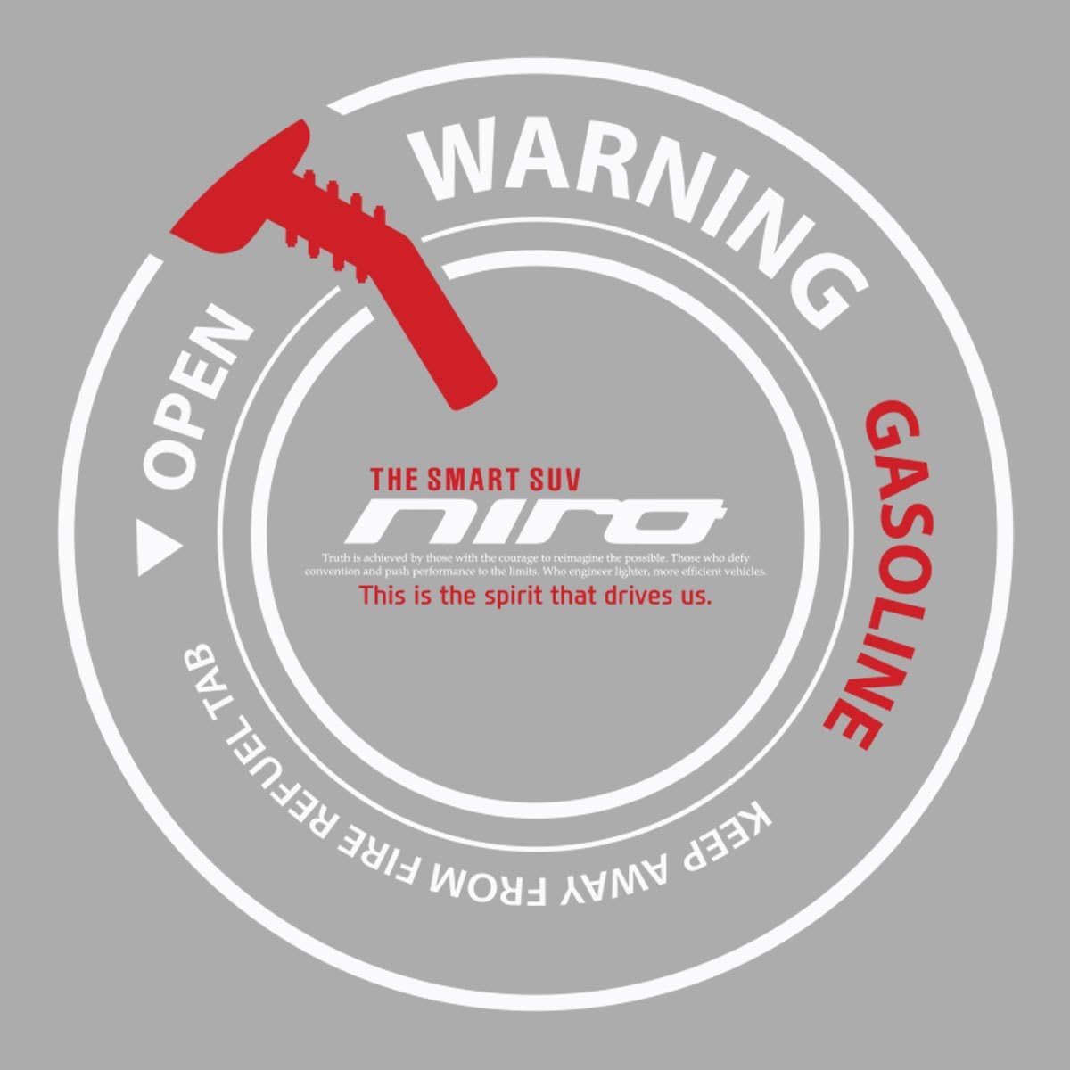 Four1Korea Only Gasoline Fuel Door Cover Cap Gas Tank Protecting Wrong Refueling Decal Sticker for KIA NIRO (White)