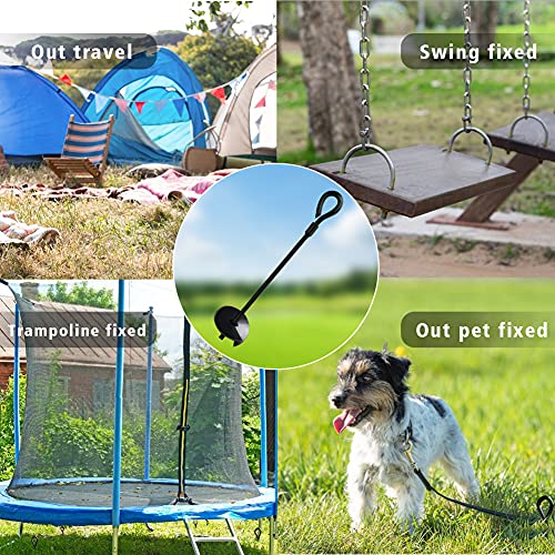 Mixxidea Dual-Purpose Ground Anchor 15 Inch 8 Pack Heavy Duty For High Winds Metal Ground Stakes Dog Tie Out Stake Screw Anchors Drill For Tents, Canopies, Swing Sets, Sheds, Trampoline #TOP5