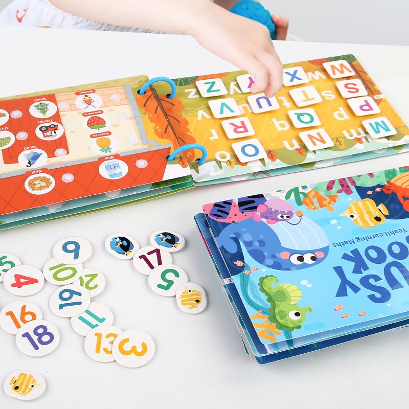 Image of Alphabet Book Busy Book Binder for Childrens Kindergarten Toddlers and preschoolar Kids Learning Activity Interactive Learning 2-5 Years Old