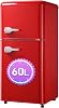 drixno retro refrigerator red freezer combination. 86.8 cm high 45.5 cm wide 2-door with 60 liter total volume 22 liter freezer volume. 163 kwh  year27 ° c 13 ° c led light [energy class e]