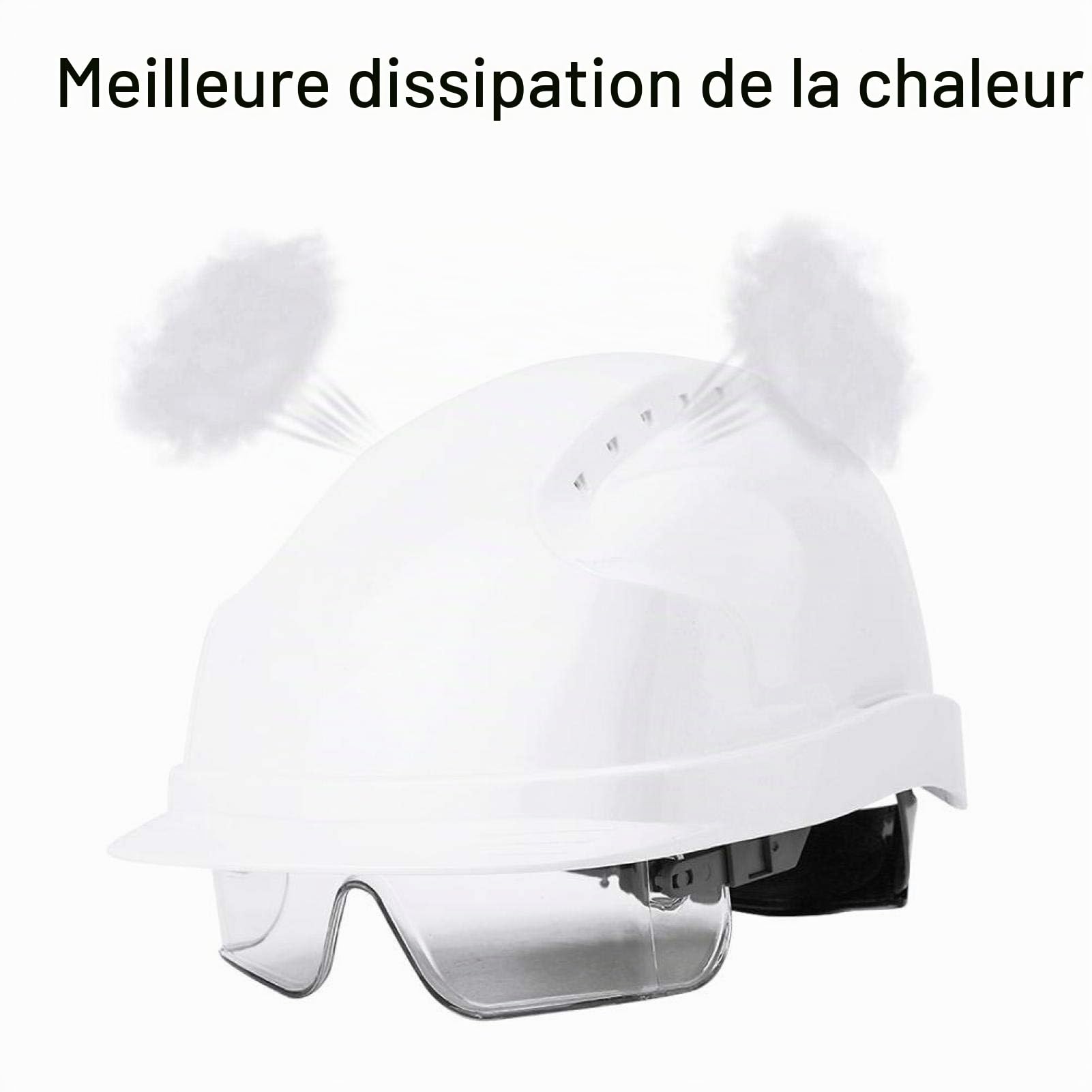 Sonew Casque de Sécurité Defender, Casque À Visière, Lunettes Intégrées Blanc