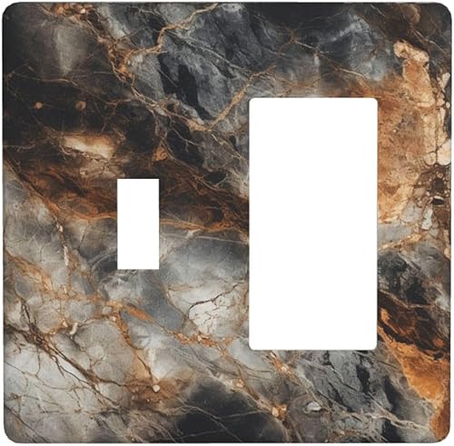 Cubiertas de salida de impresión de líneas doradas de granito de mármol marrón, 1 palanca y 1 combinación basculante, placa decorativa de pared,