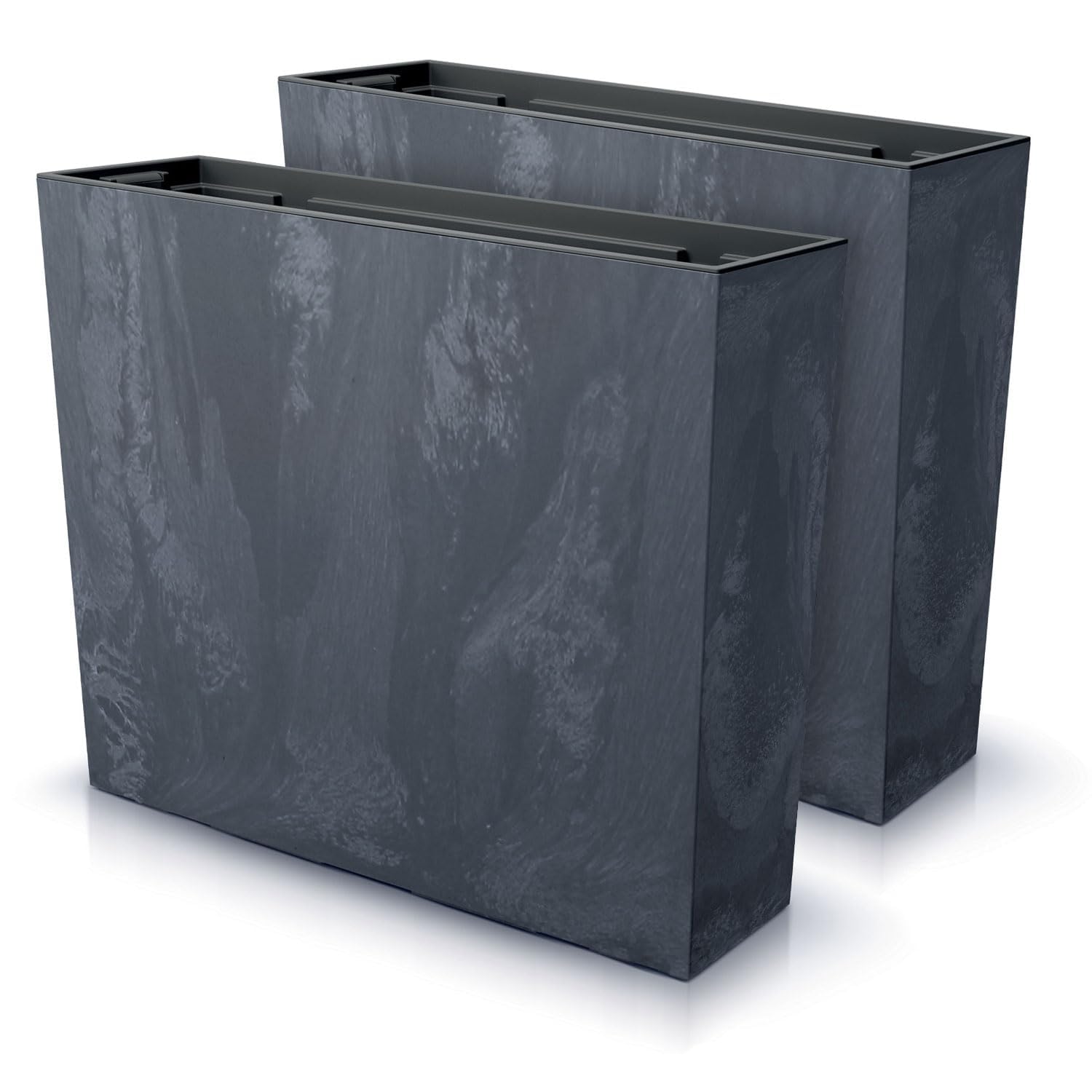 IMJ-Global - Macetas Decorativas Interior Exterior Efecto Concreto (58x18x 49,8 cm - 44 litros) Maceteros Jardineras Exterior Maceta Plastico, Macetero con un Diseño Moderno para Plantas