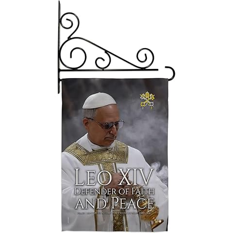 Defender of Faith Pope Leo XIV Wall Decor Set Canvas Flag Holder Religiou Yard Sign...