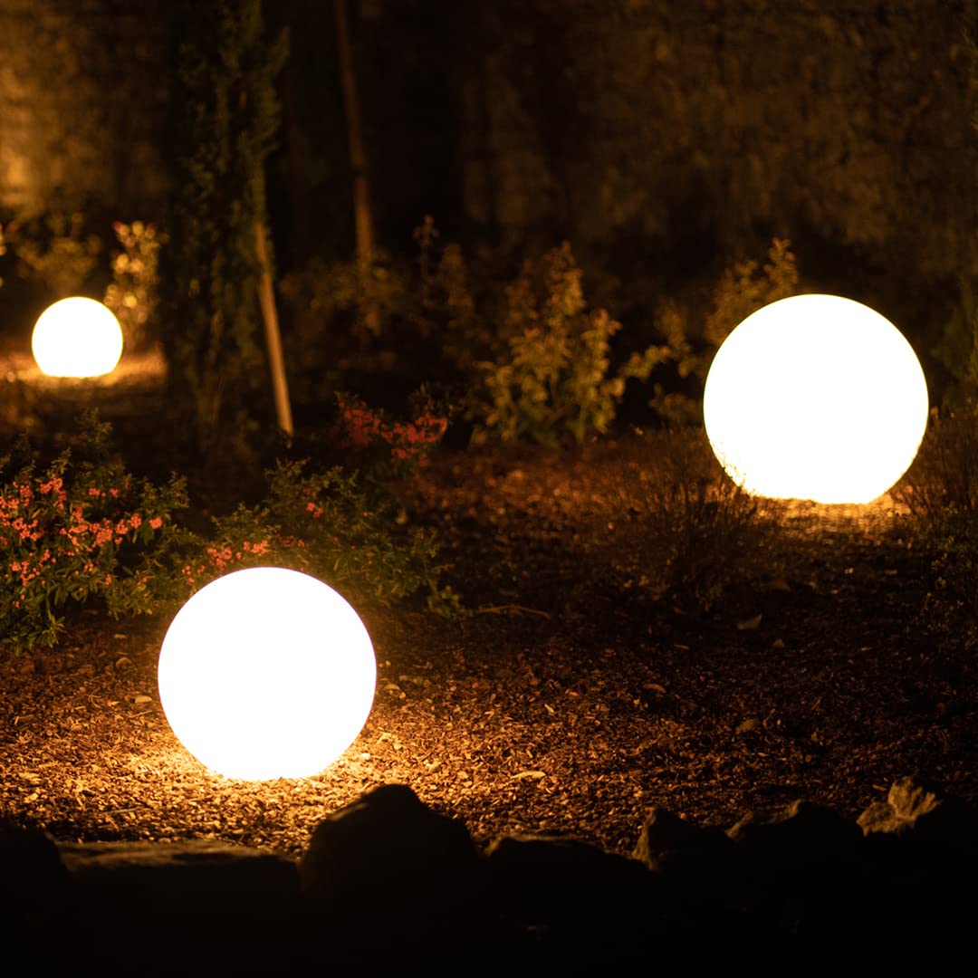 Danieli Sfera Luminosa da Giardino 60cm Made in Italy | Sphere L LED Luce Calda | Luci a LED da Giardino a Forma di Palla da Esterno-Interno |Trasformatore IP20 da 1,1 mt e LED IP67