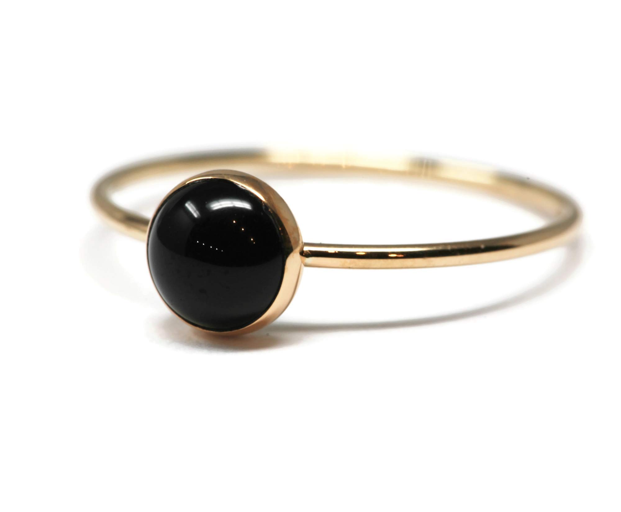 Salish Sea InspirationsSalish Sea Inspirations 6mm Black Onyx 14K Gold Filled Skinny Ring Sizes 5-8