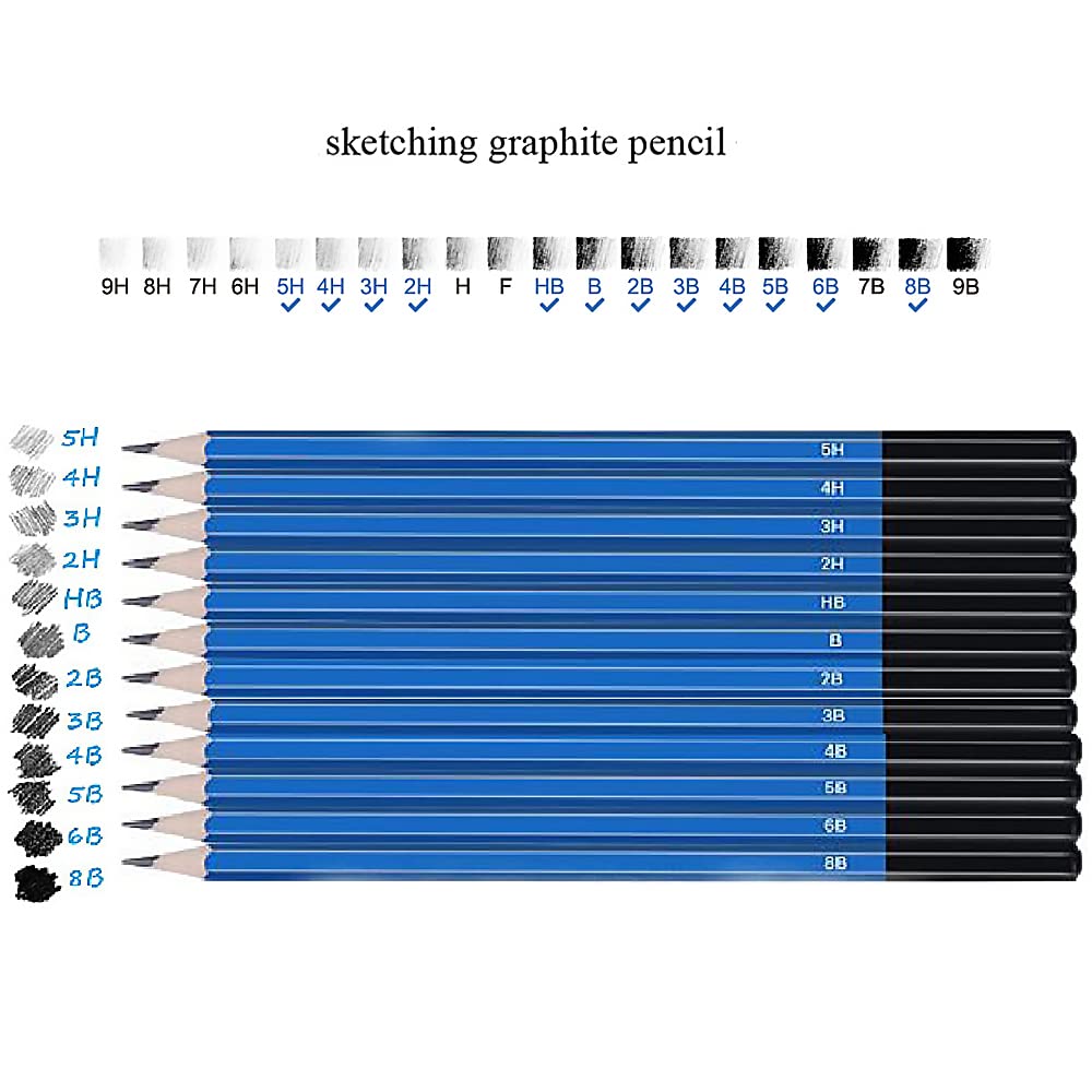 Kit de croquis complet de 72 pièces avec sac de transport, crayons de couleur, crayons graphite, fournitures artistiques pour débutants, artistes professionnels