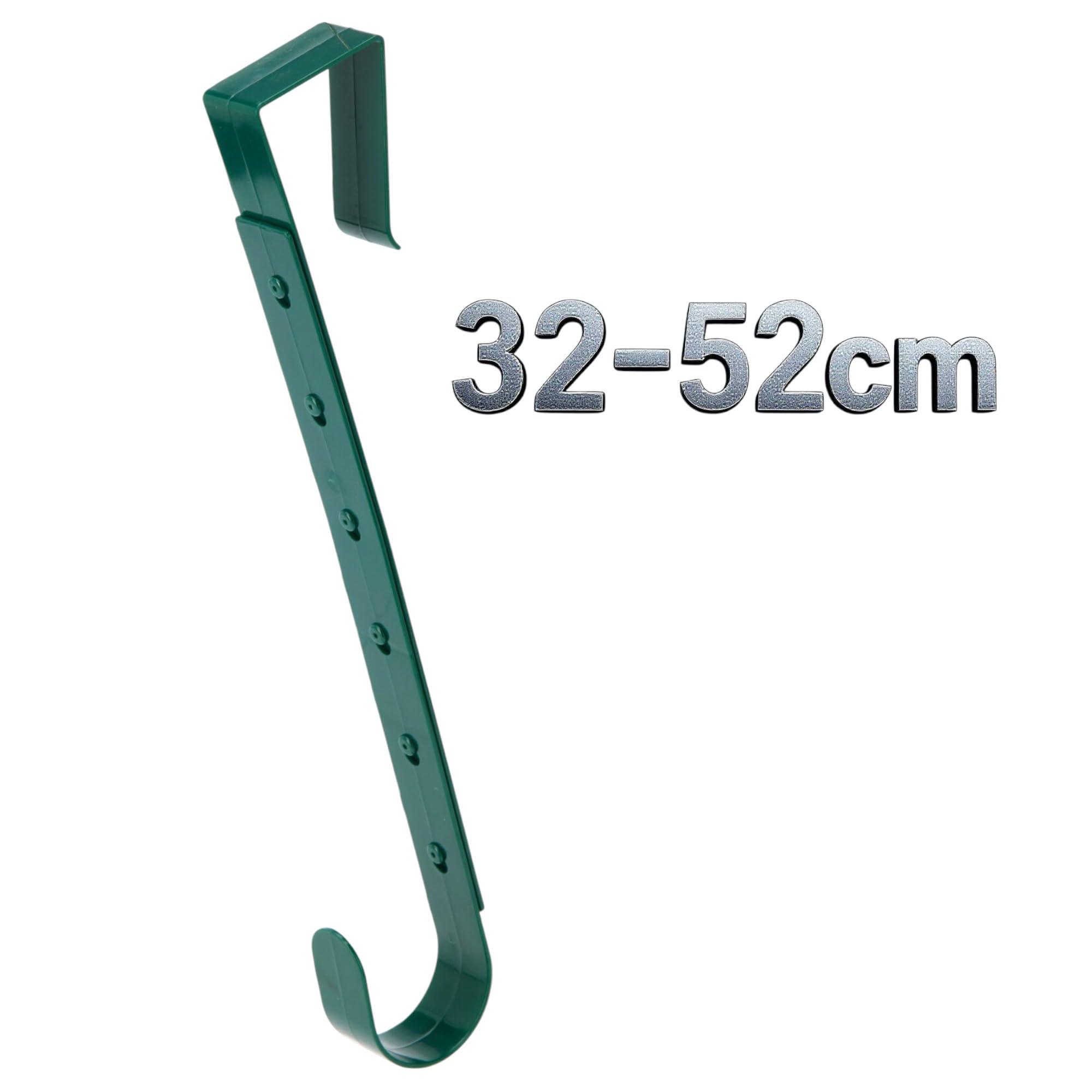 MIJOMA Gancio per ghirlande, in plastica, resistente alle intemperie, regolabile, 32-52 cm, gancio per porta, finestra e gancio decorativo (set da 2 pezzi, rosso e verde)