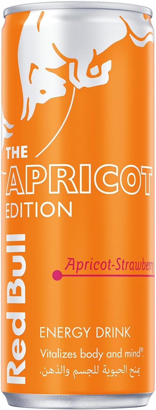 Red Bulls Energy Drink Apricot Edition, Strawberry Apricot Flavor, 250ml Can, 4 Pack (From Austria)-image-49