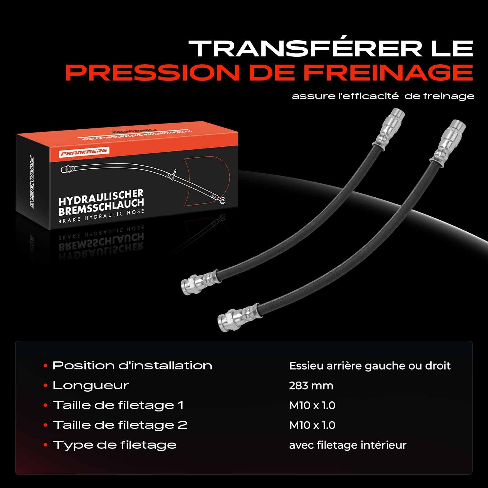 Frankberg 2 flexibles de frein arrière 248 mm 4806E3 | Compatible avec: Plateau/châssis Partner 5 G, Berlingo/Berlingo Premier monospace GFK GJK MF, Partner Origin Box/MPV G