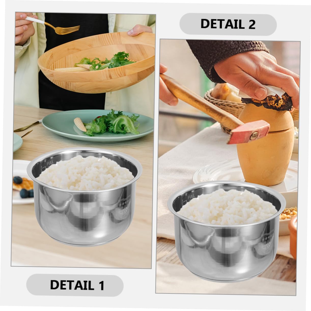 UKCOCO Arrocera olla interior olla interior para cocina eléctrica pieza de repuesto para arrocera portátil y duradera para arroz y sopas