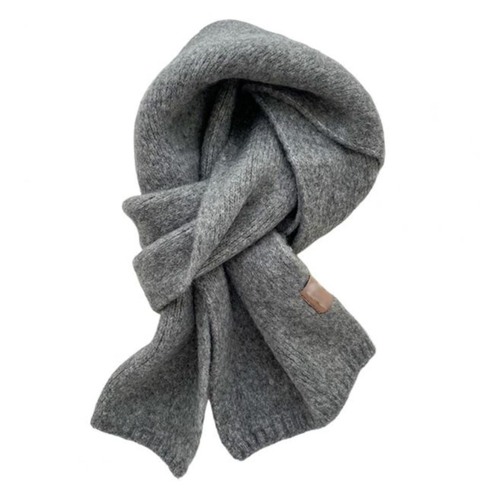 Fashion Solid Warm Cashmere Scarf for Women Winter Design Knitted Neckercheif Thick Woolen Yarn Shawl Neck Wrap