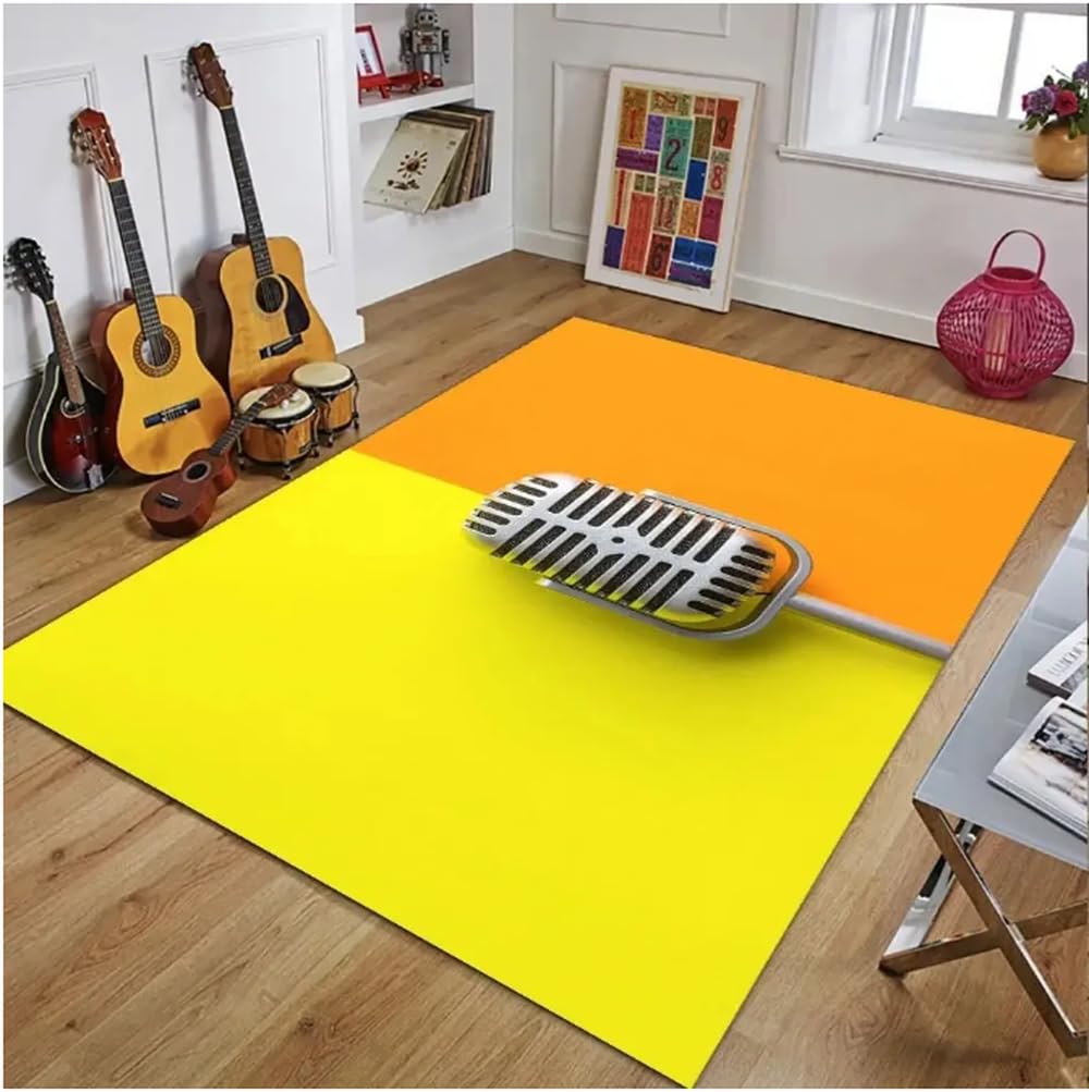 Tapis de sol guitare vintage 50x80cm antidérapant pour déco salon et chambre