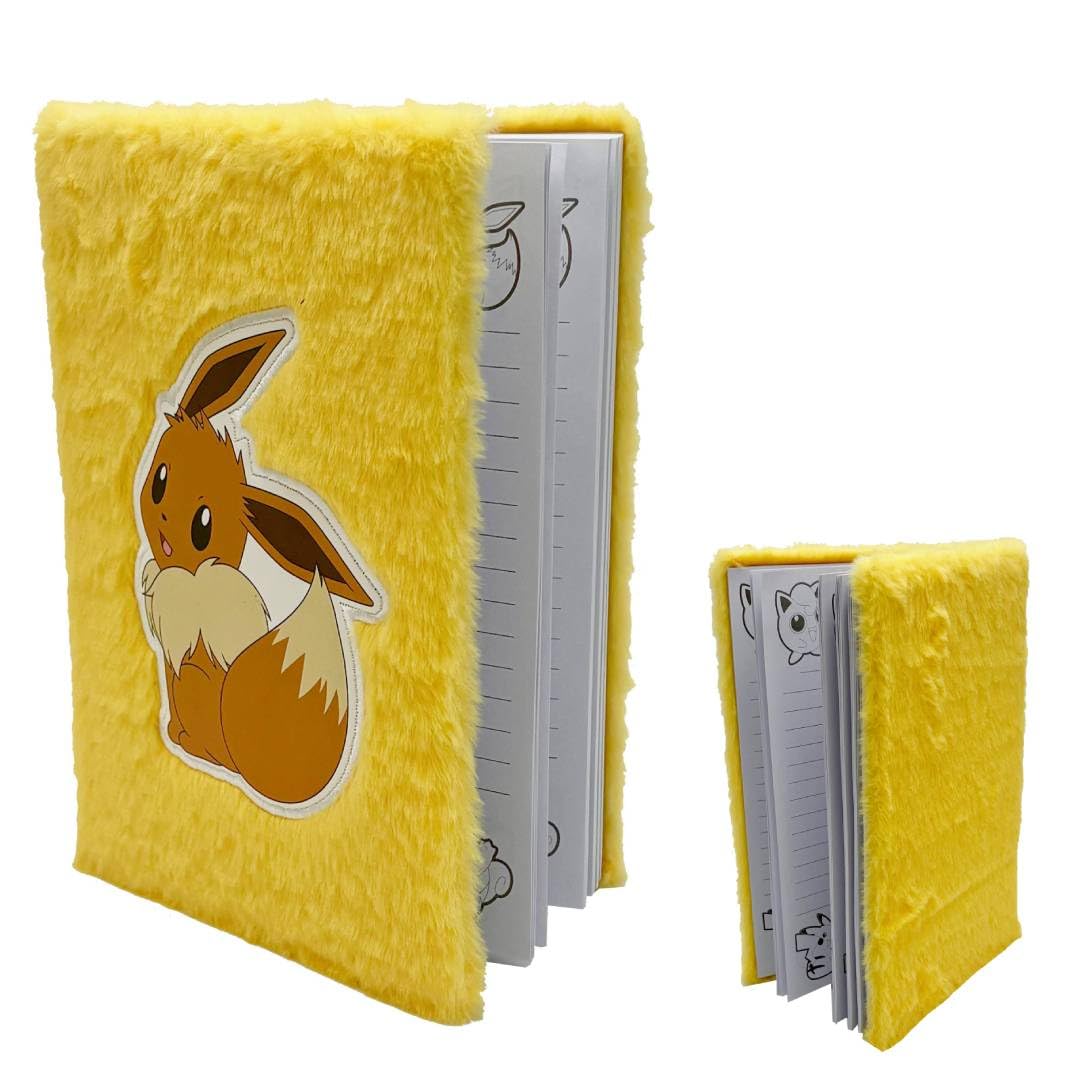 Pokémon - Yellow Eevee Plush Notebook - Diary & Soft Notebook - Plush Cover Notebook with Lined Pages - Official Licensed Children's Gift Idea